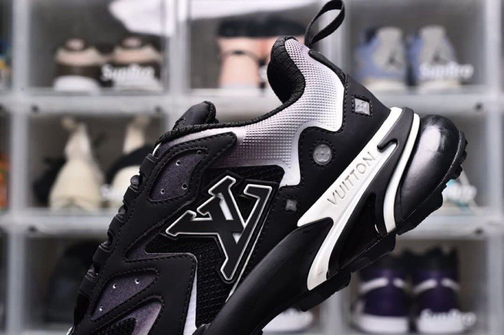 Close-up of the sneaker side, logo, and heel area