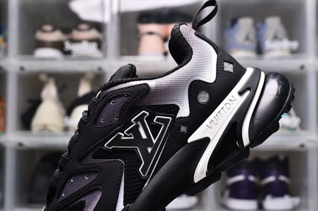 Close-up of the sneaker side, logo, and heel area