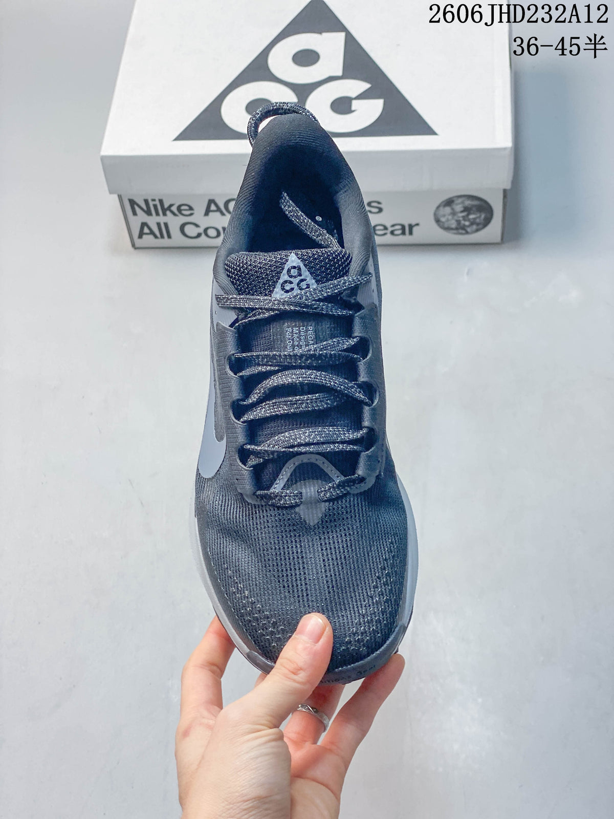 Top view of the shoe showing its laces, tongue, and mesh-like upper