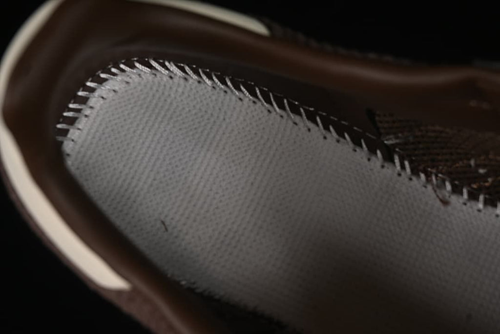 Close-up of the sneaker interior and stitching