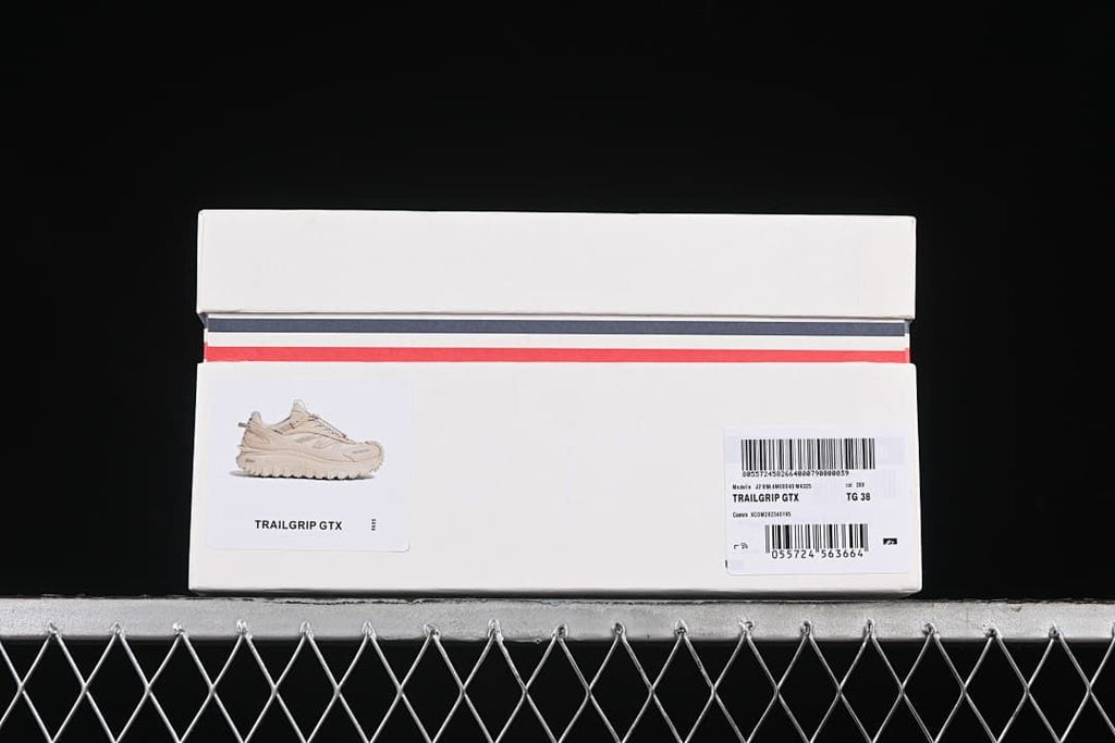 Trailgrip GTX shoe box label showing the model name and TG 38.