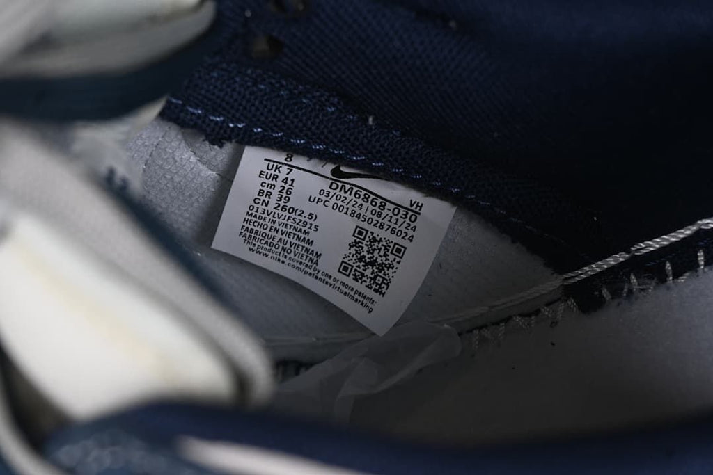 Close-up of the shoe size label inside the sneaker