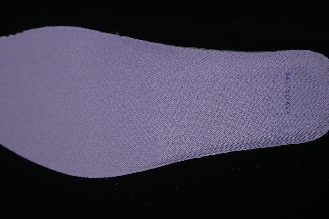 Close-up of the lilac insole with Balenciaga branding