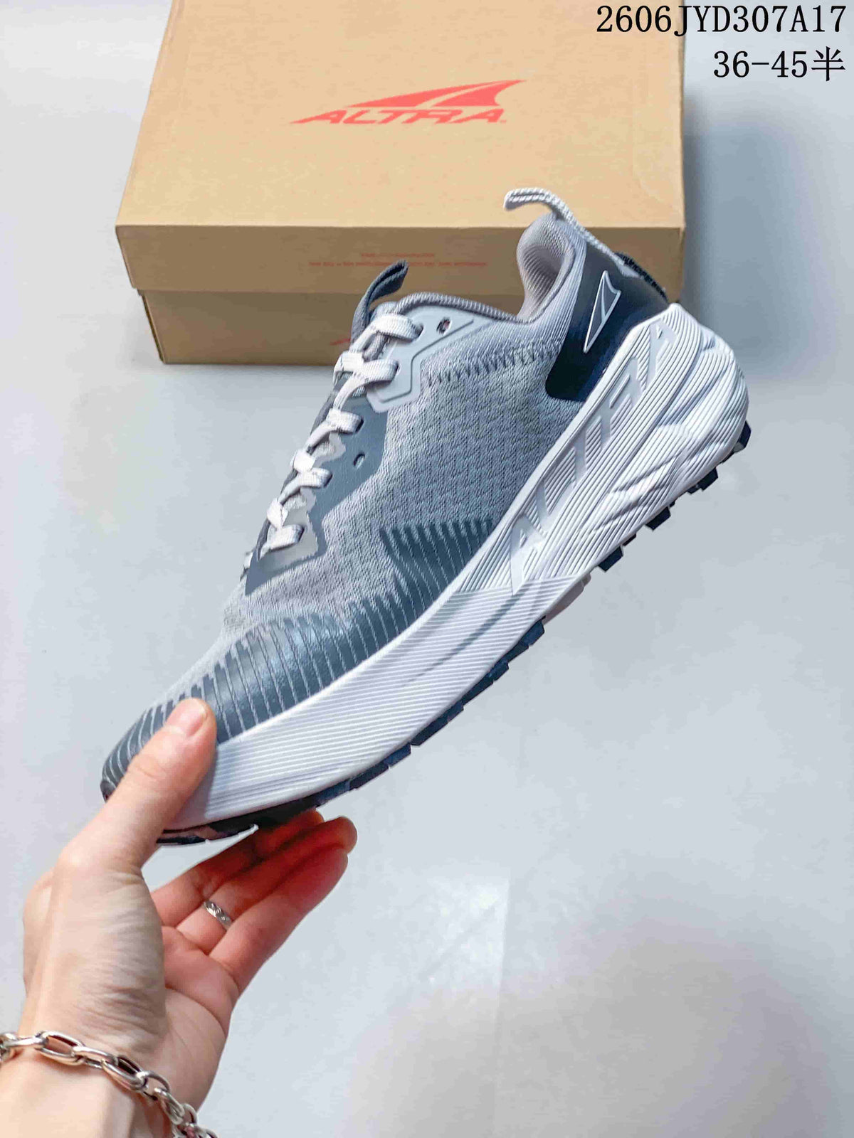 Side view of a gray Altra Experience Wild 2 running shoe
