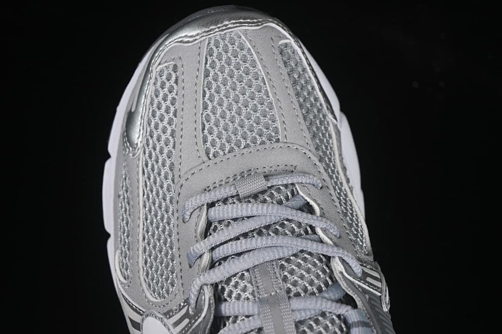 Top-down view of the sneaker toe and lacing