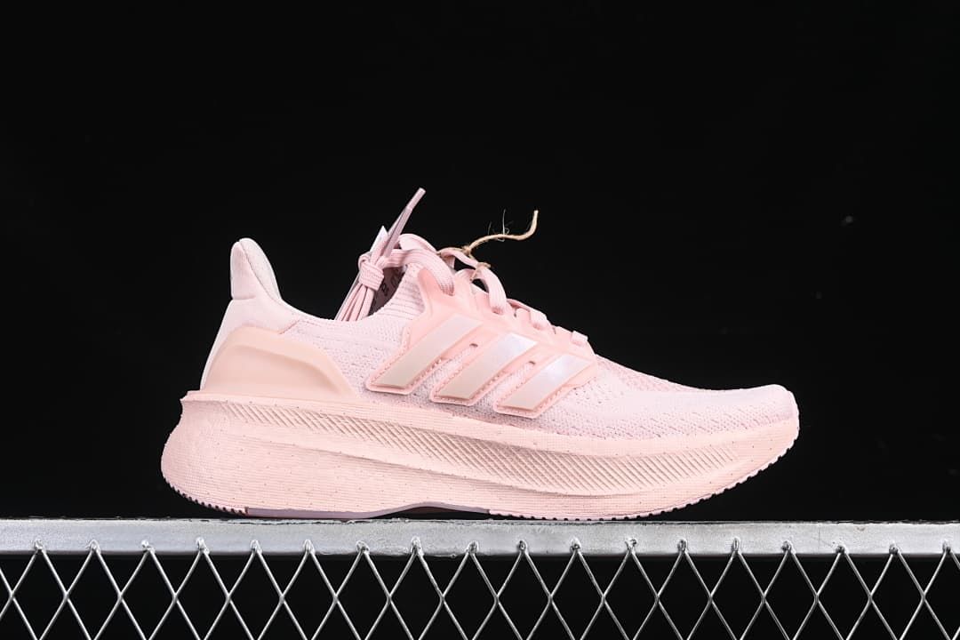 Side profile of a pink Ultraboost 5 W shoe