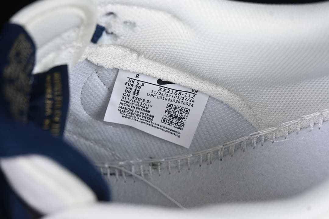 Close-up of the shoe size label inside the sneaker
