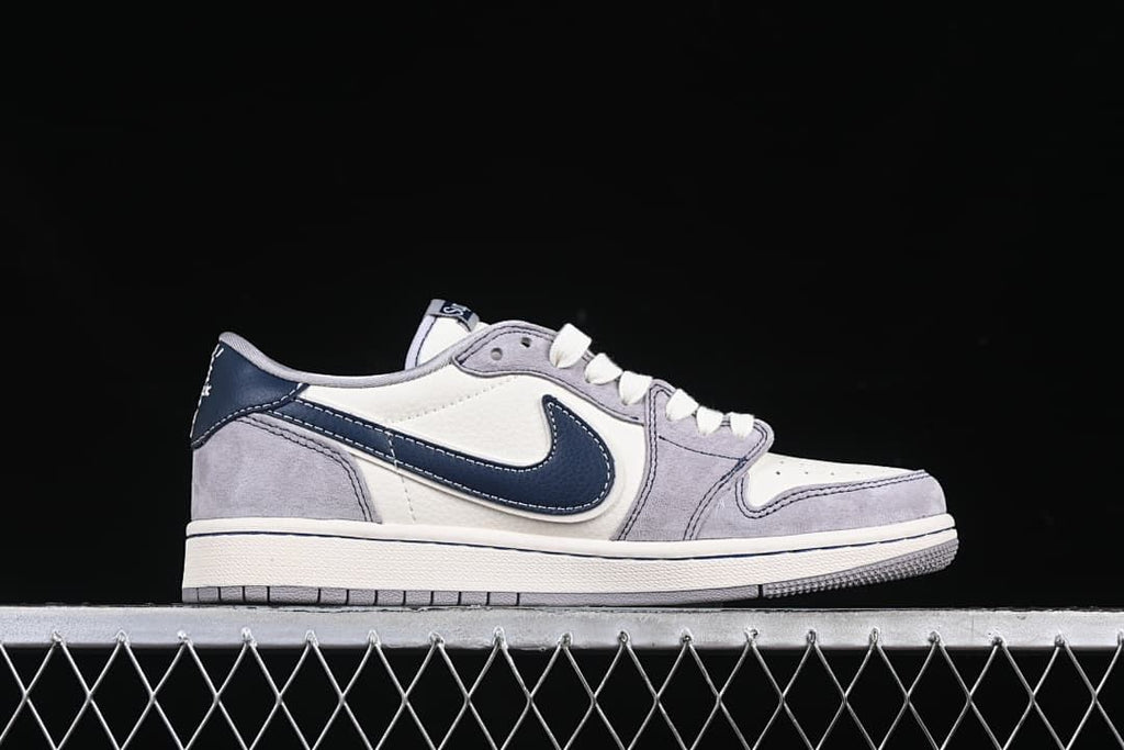 Side profile showing navy Swoosh and layered panels
