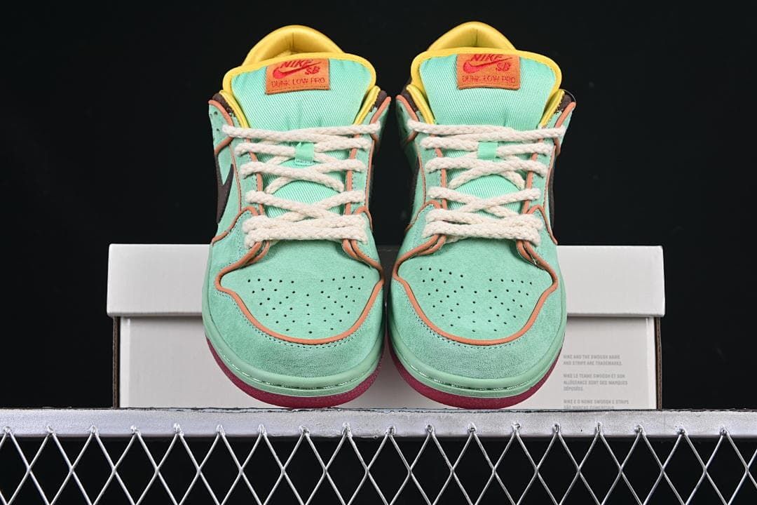 Front view of the pair showing perforated toe boxes and contrasting laces.