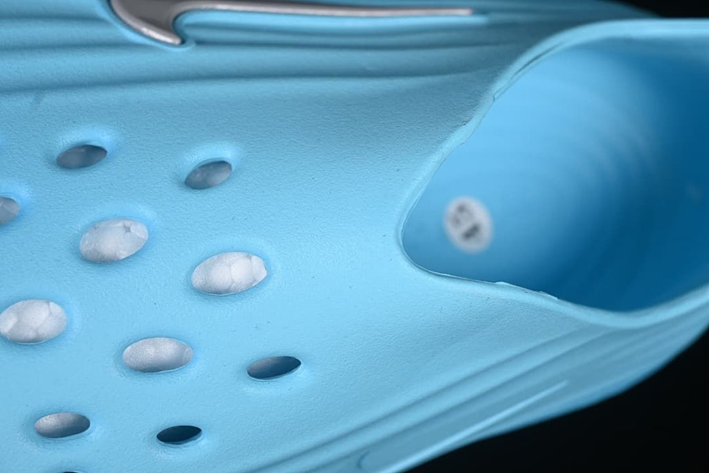 Close-up of perforations across the clog upper
