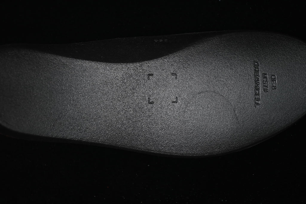 Close-up of the insole surface with embossed lettering