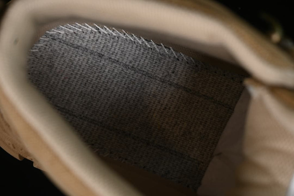 Close-up of the interior lining and construction.