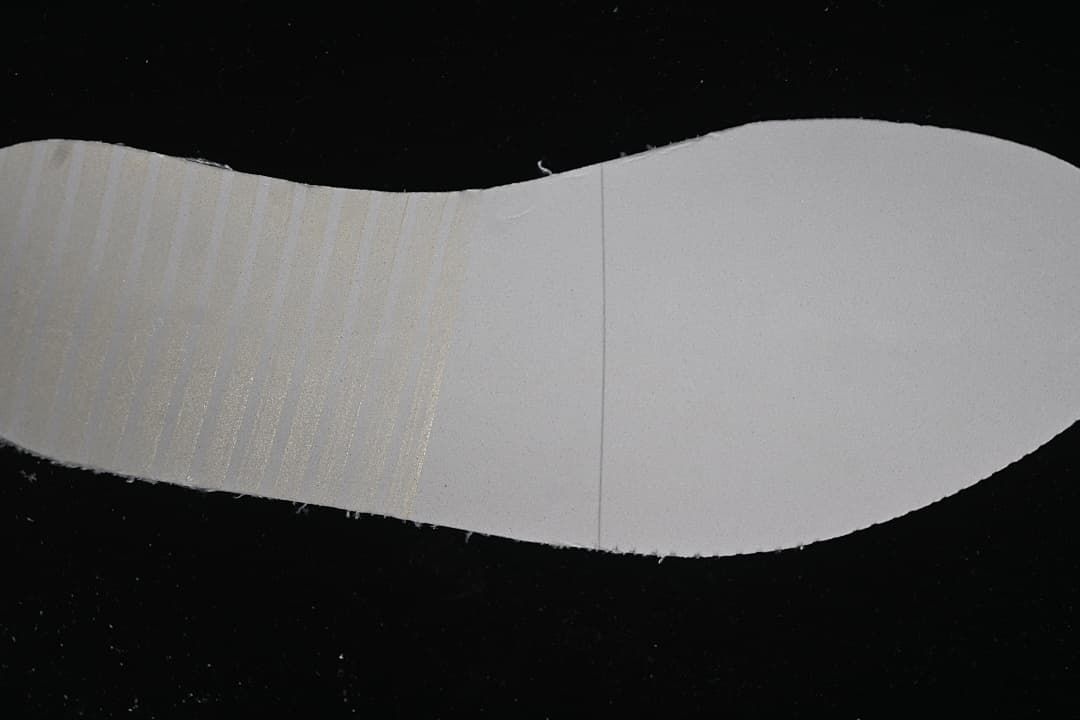 Light-colored shoe outsole shown from below