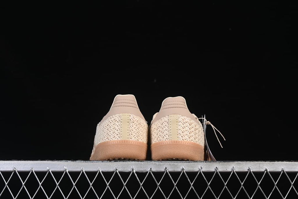 Rear view of the pair showing woven heel panels