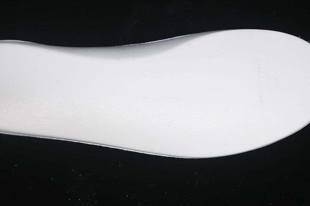 Close-up of the white sneaker midsole