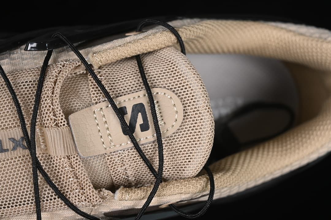 Top-down detail of the tongue and cord-style lacing