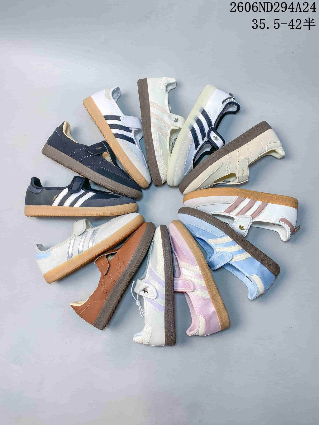Assortment of adidas Samba Jane sneakers in several colorways