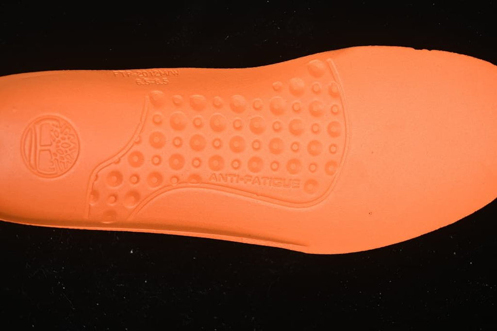 Close-up of the orange boot footbed
