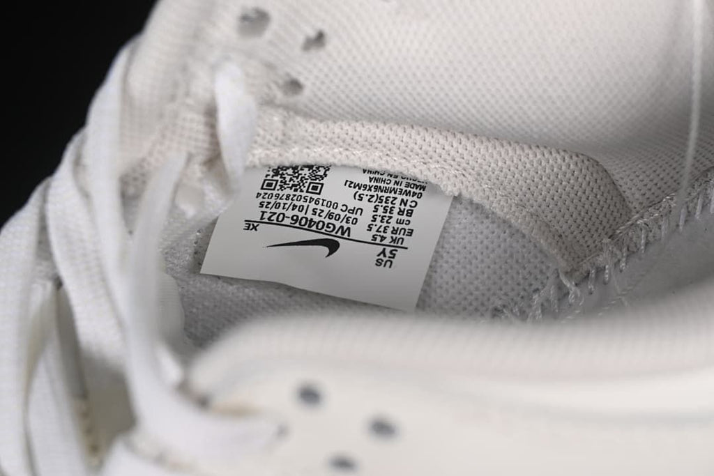 Shoe size label photographed inside the tongue