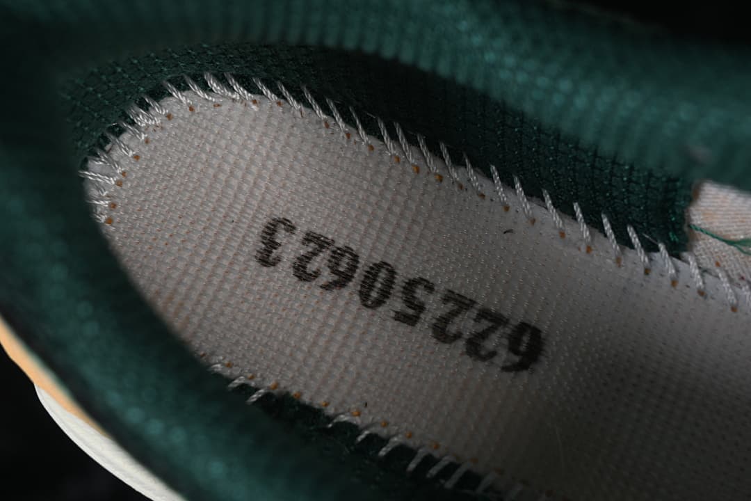 Close-up of the shoe interior and a printed fabric label