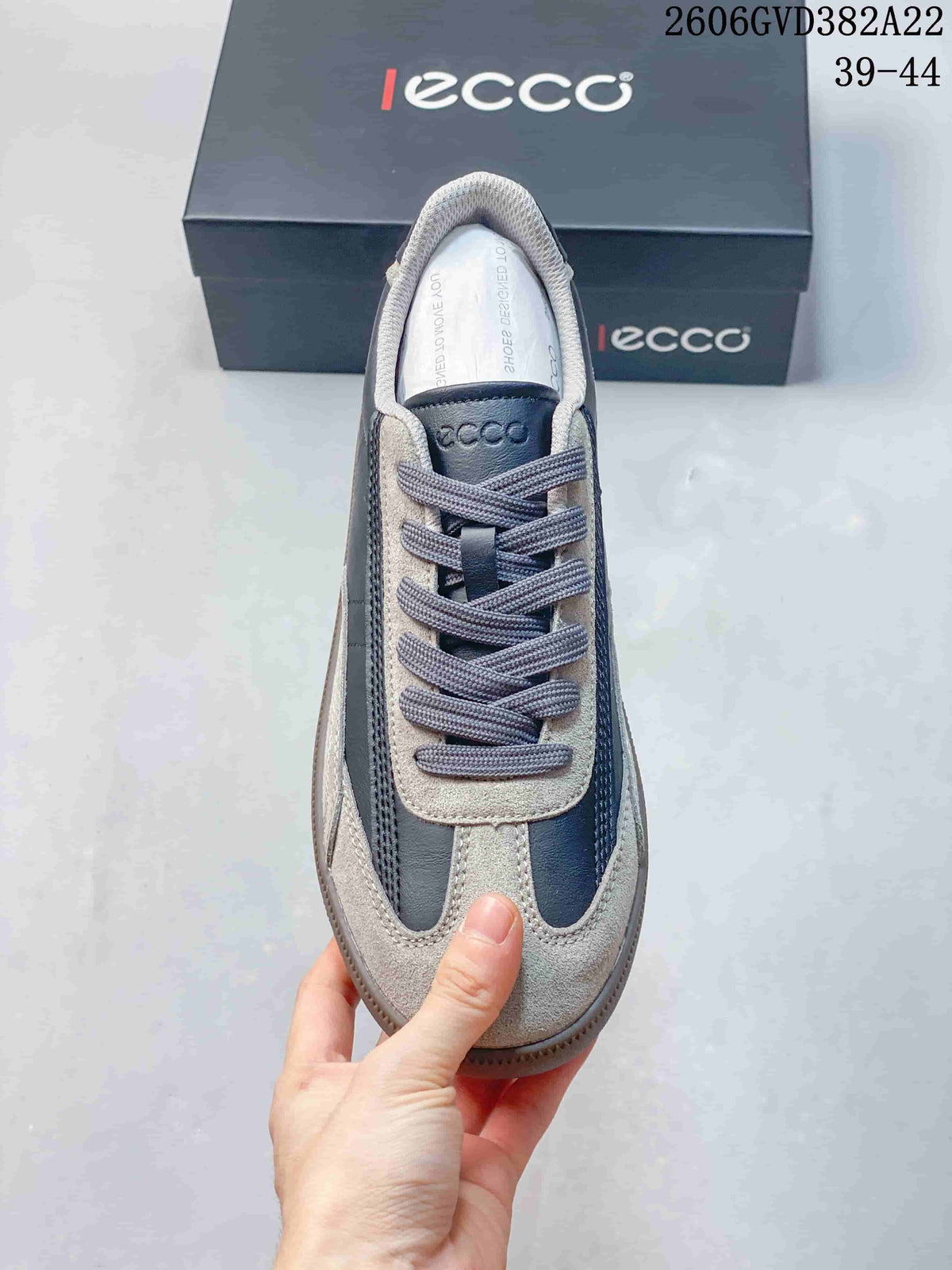Top view of the sneaker showing its laces and color-block panels.