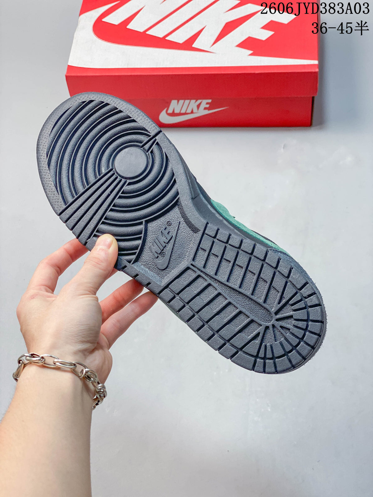 Underside of the Nike Big Low sneaker showing its textured outsole tread