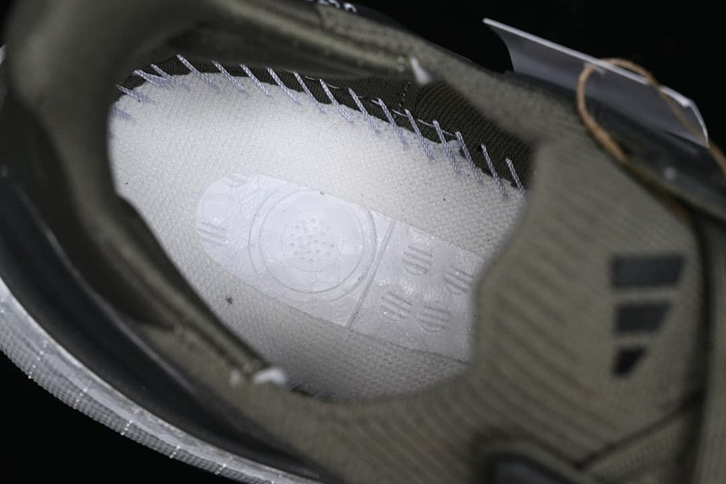 Close-up of the shoe’s interior construction and side detailing