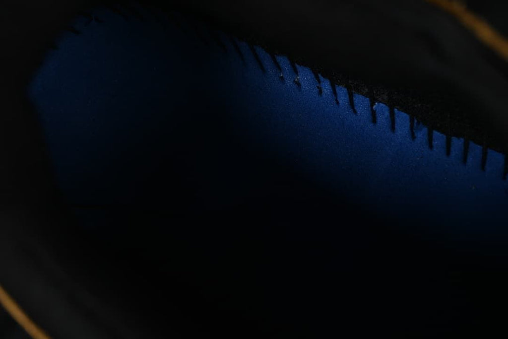 Close-up of the shoe's dark interior lining