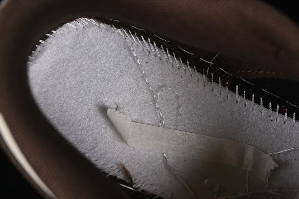 Close-up of the interior stitching and lining