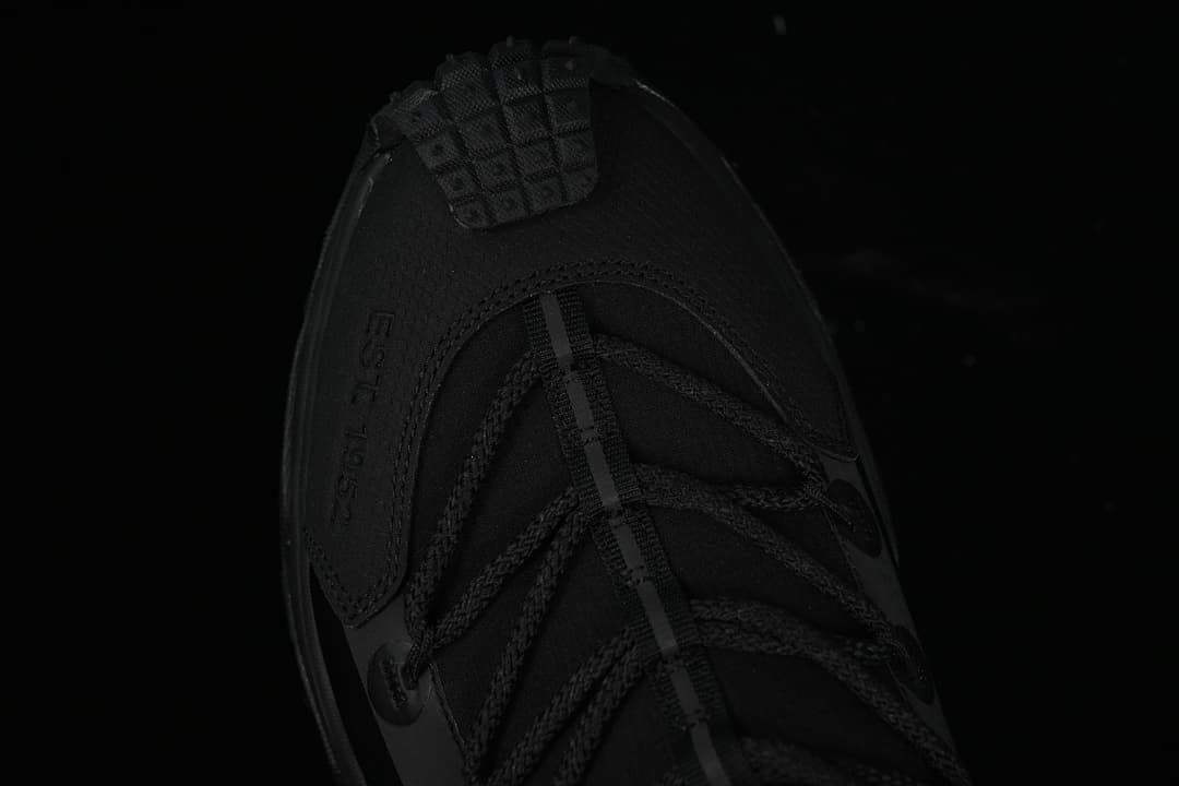 Top-down close-up of the laces and toe