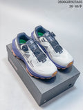 Pair of gray, navy, and purple KAILAS FUGA EX3 trail-running shoes with BOA dial closures