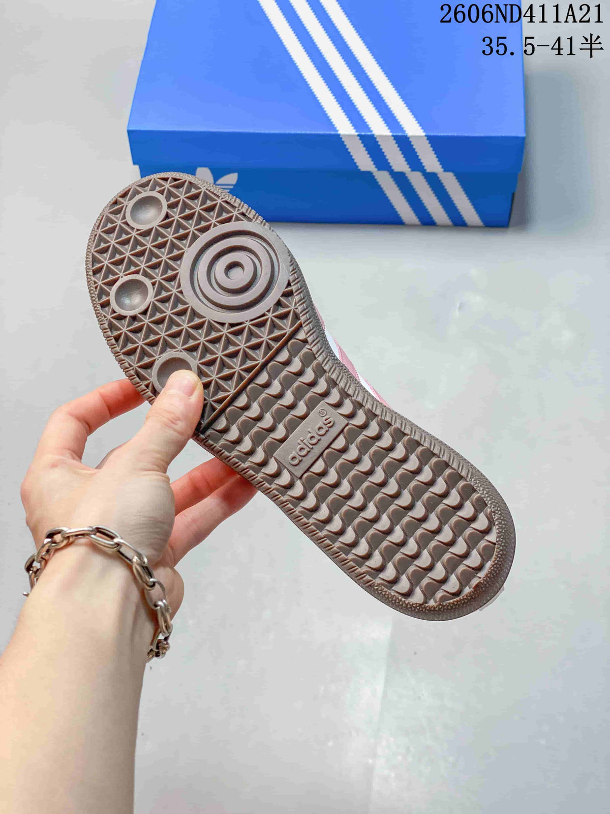 Close view of the brown-toned patterned outsole