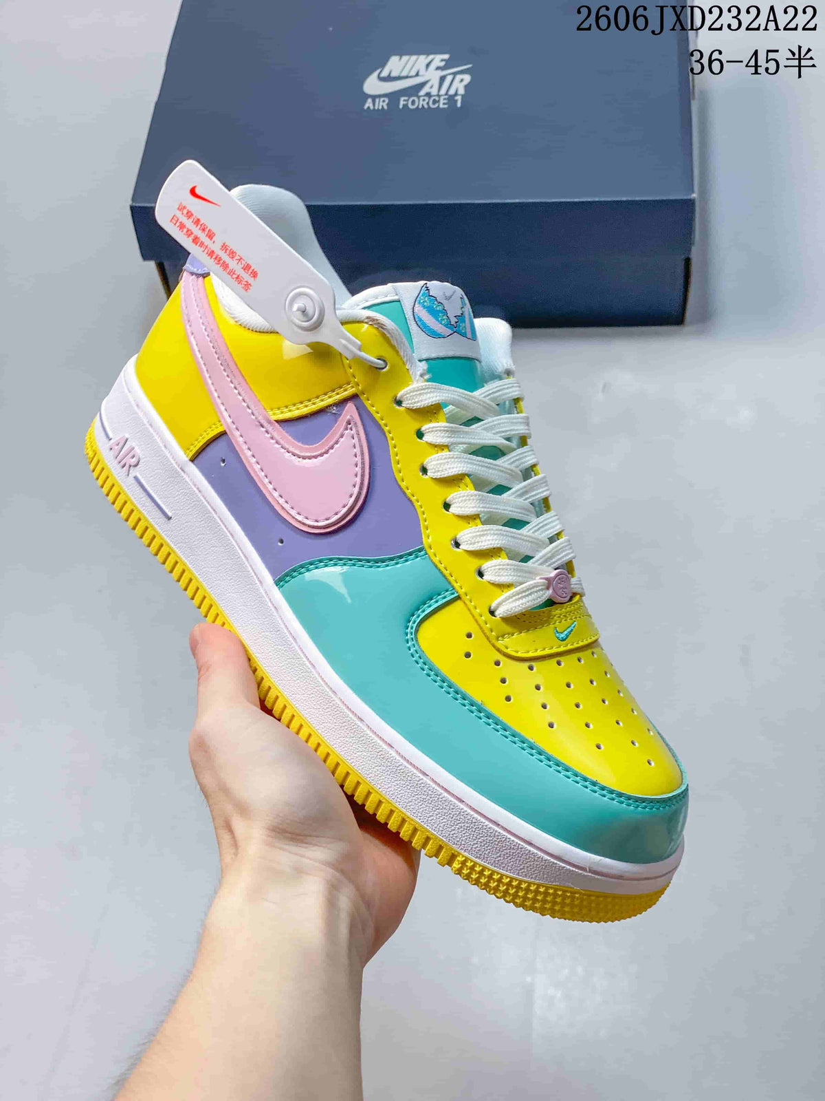 Angled side view of the multicolor low-top sneaker