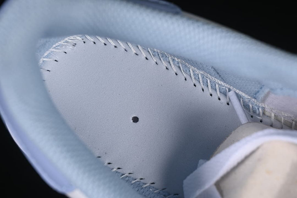 Close-up of the sneaker's interior lining and stitching