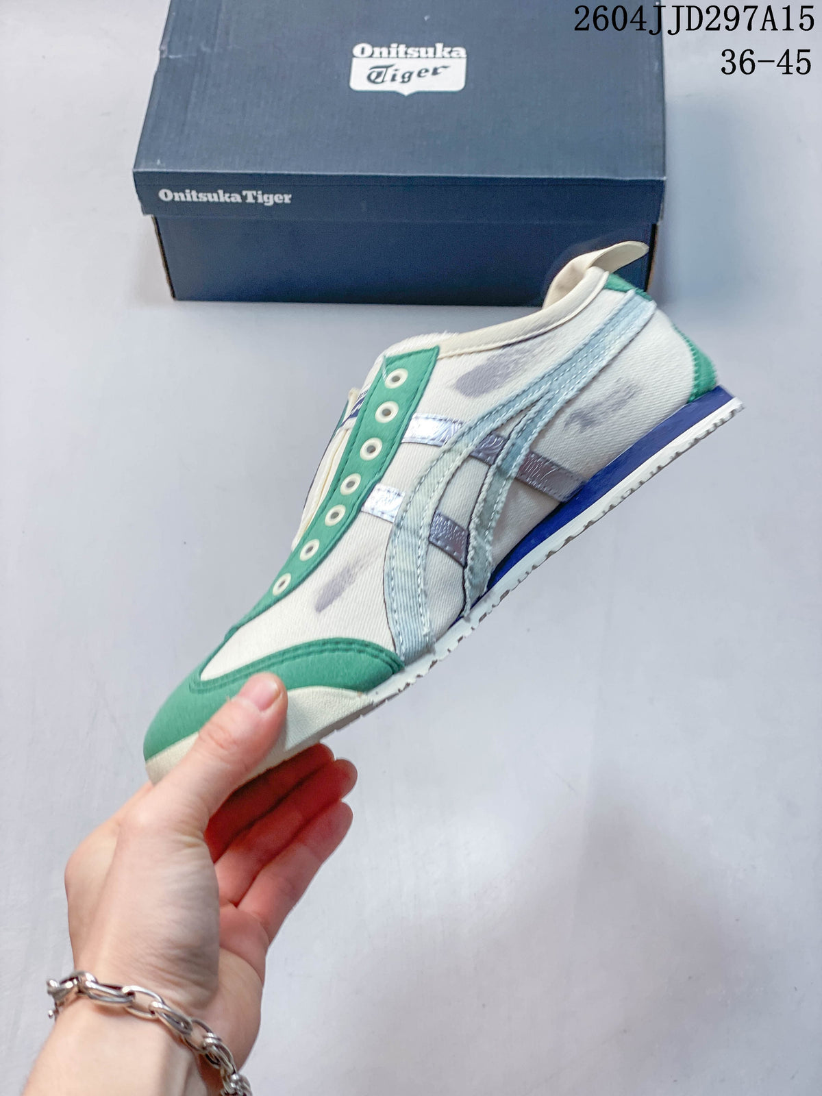 Side profile showing the layered stripes and low-top silhouette