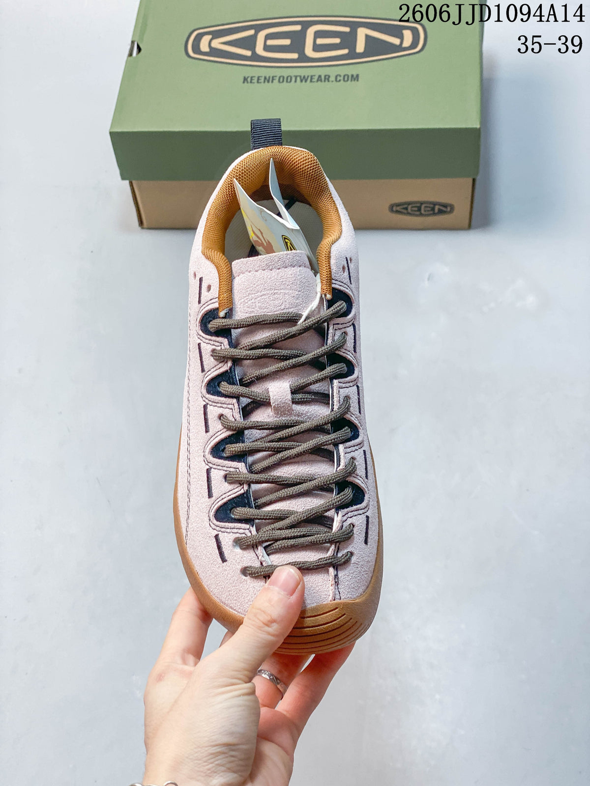 Top view of a KEEN Jasper sneaker showing its laces and rounded toe