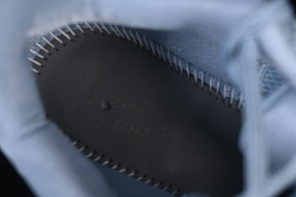 Interior view of the shoe opening and footbed