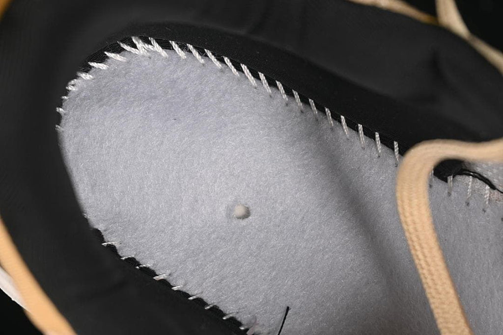 Close-up of the shoe's inner lining and stitching