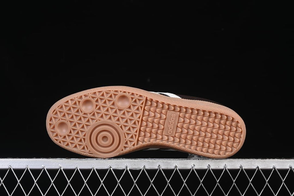 Underside view of the gum-colored outsole and tread pattern