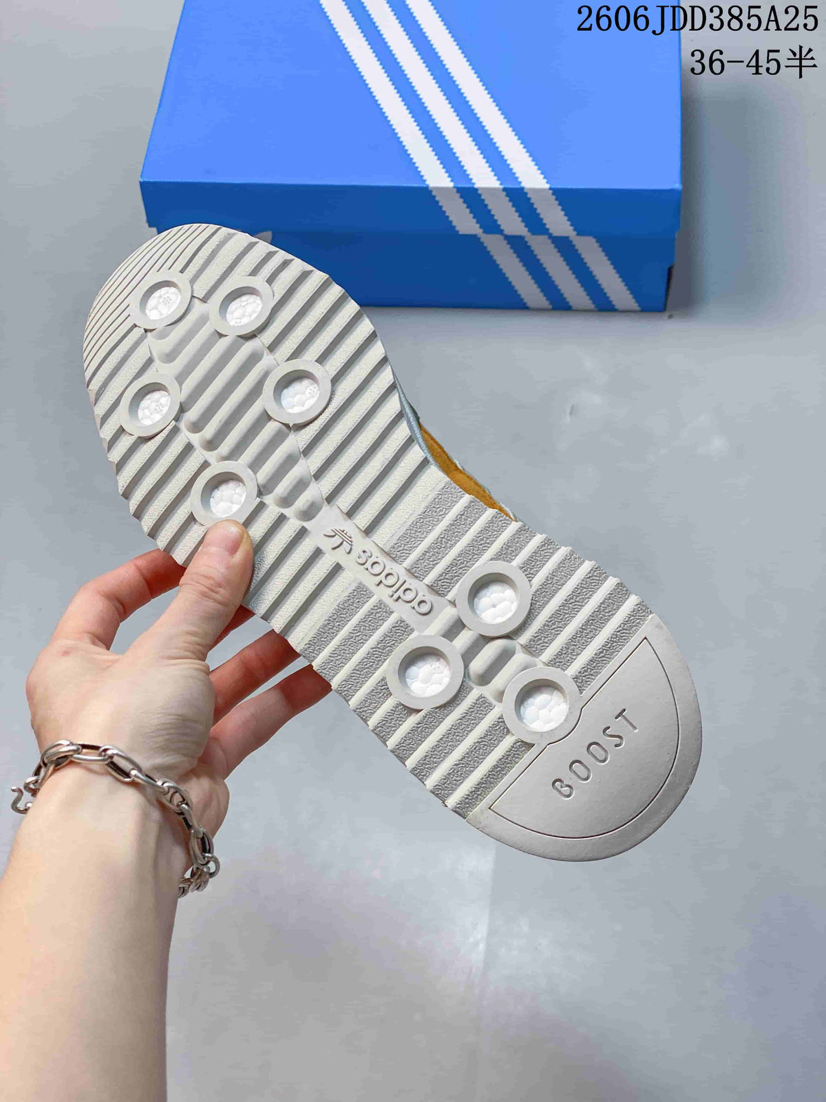 Underside of the adidas SL 72 sneaker showing its patterned outsole