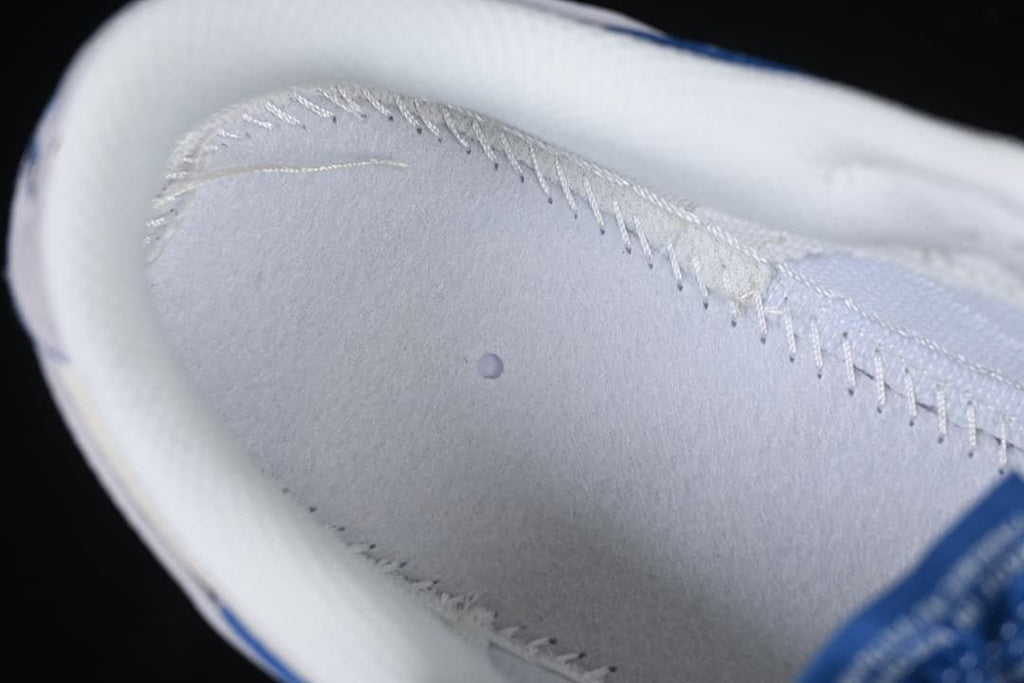 Close-up of the sneaker's interior lining and stitching