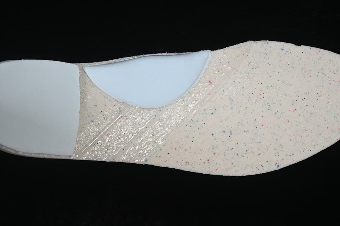 Close-up of a speckled shoe insole