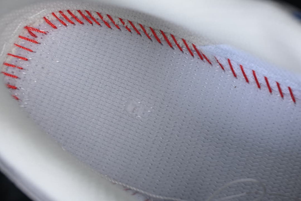 Close-up of the shoe interior stitching.