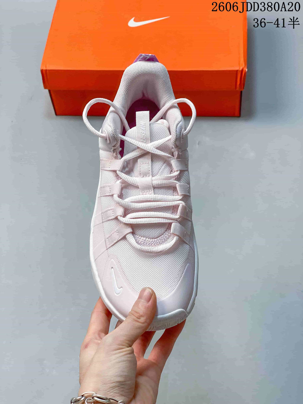 Top view of the white Nike Free Metcon 7 shoe showing its lace-up front