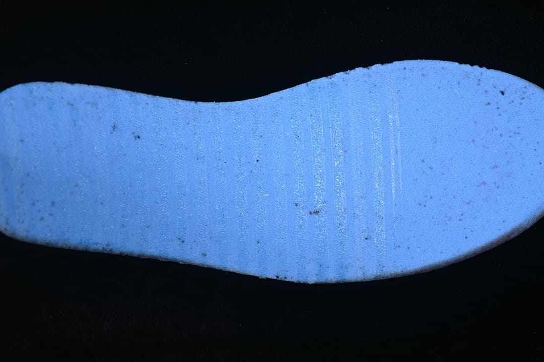 Close-up of a blue-lit shoe insert.