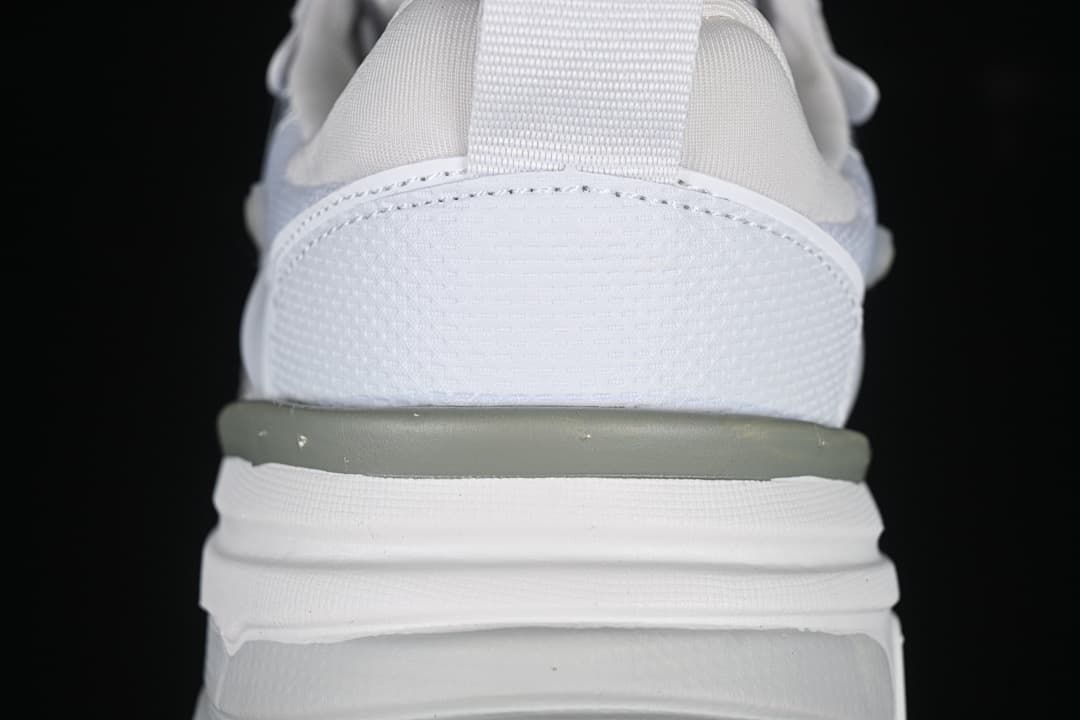 Rear view of the sneaker's heel and layered sole