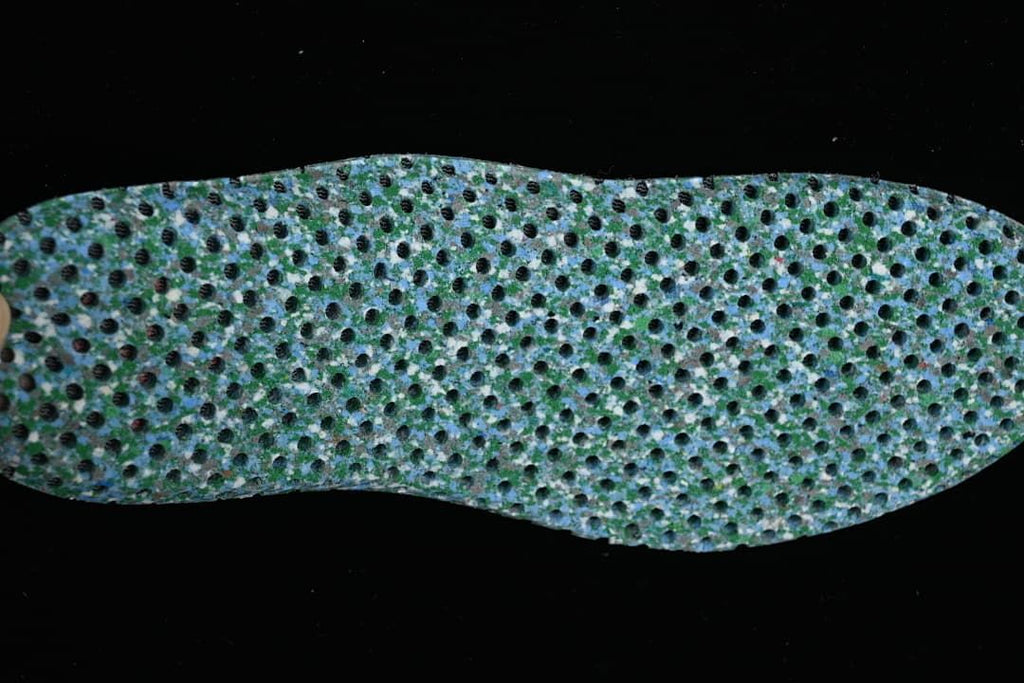 Close-up of the patterned insole of the sneaker
