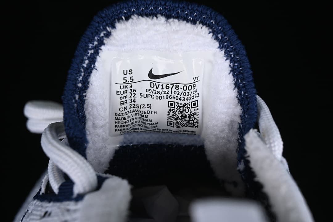 Shoe size label showing US 5.5, EU 36 and style code DV1678-009