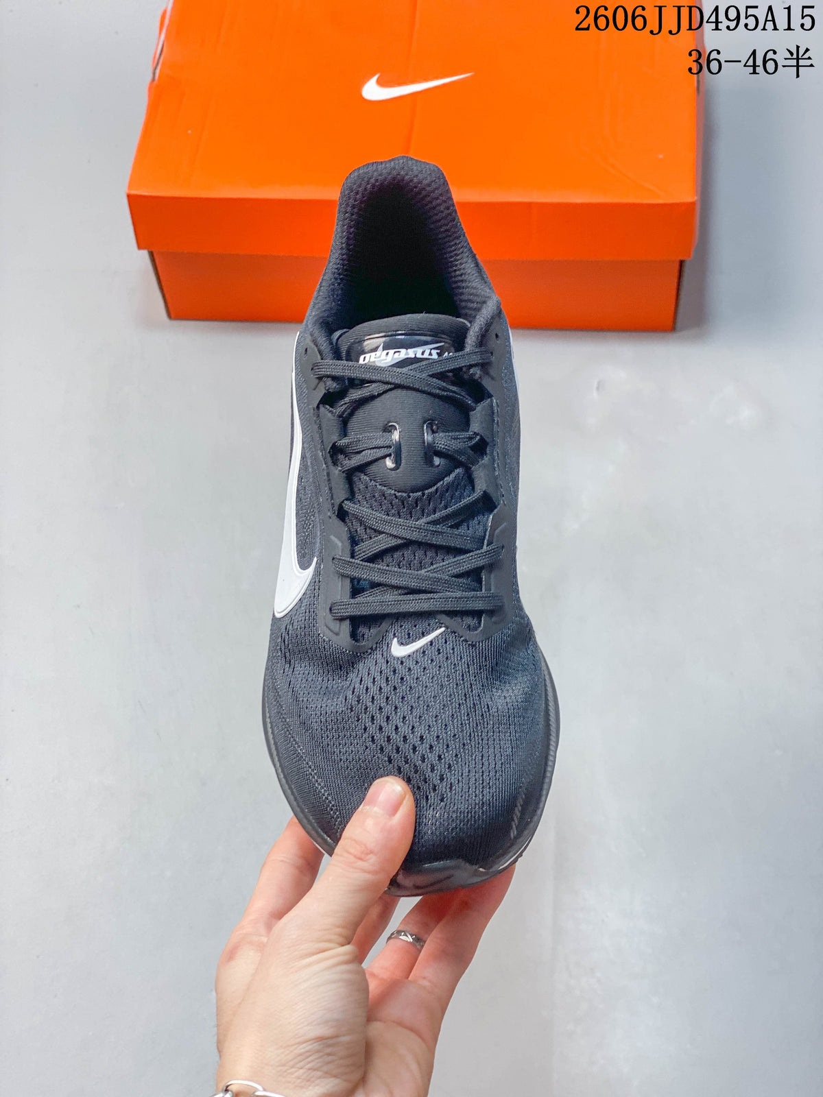 Top view showing the laces and perforated toe area of the Nike Pegasus
