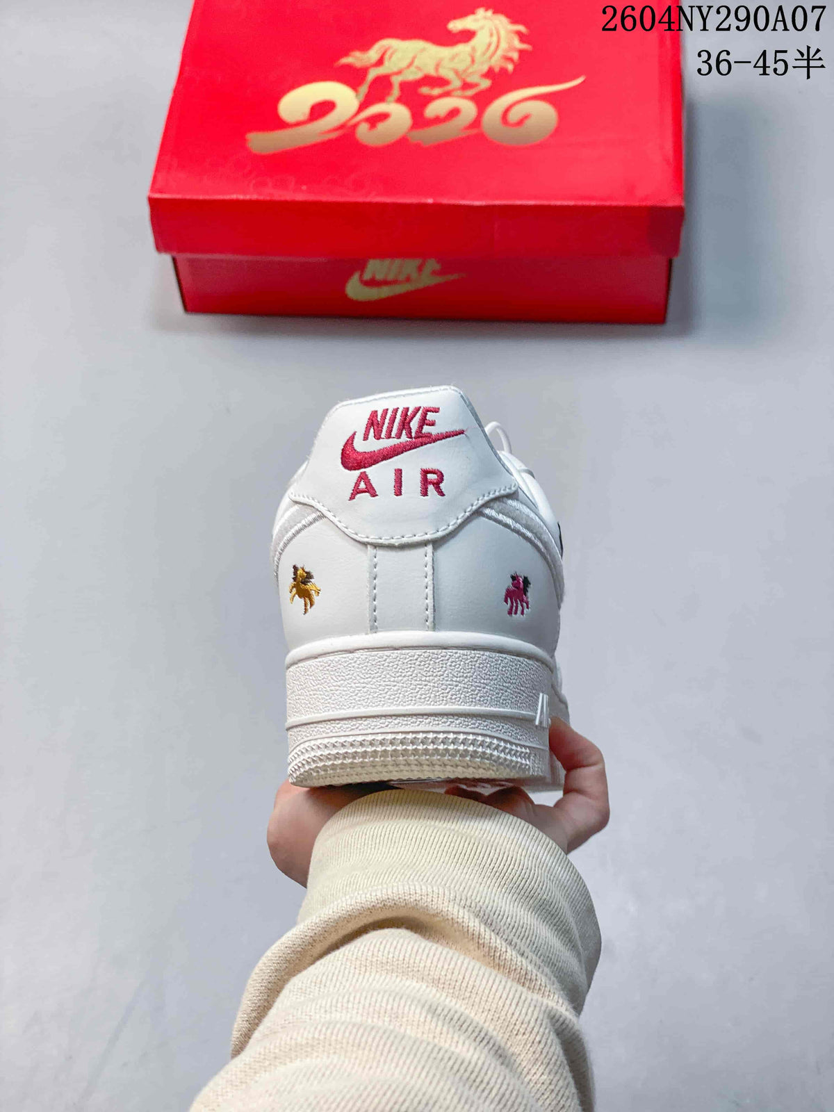 Rear view showing embroidered horse details and the heel branding.